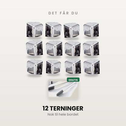 12 ståliskuber med gratis tång
