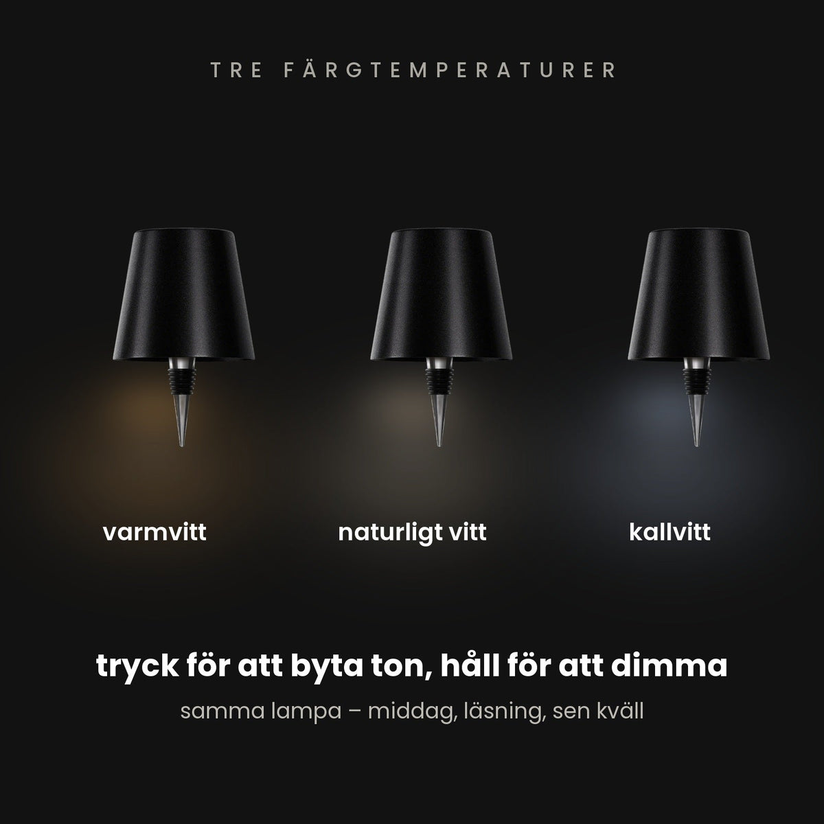 Tre färgtemperaturer